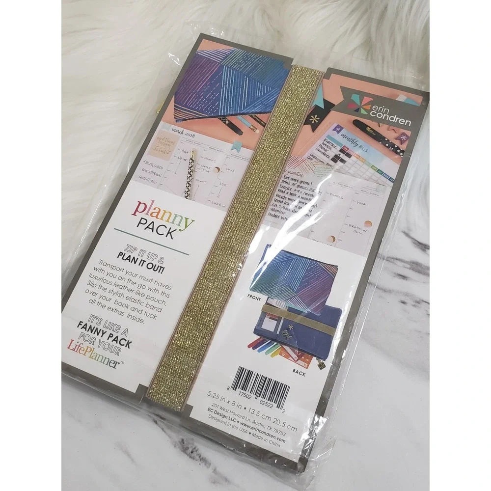 NEW Erin Condren Colored Striped Rainbow Kaleidoscope Planny Pack Zipper Bag